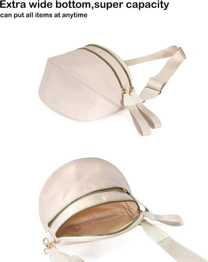 HOTFEIBOON Spacious Nylon Crossbody Bag Bum Bag Handbags Wallets Purses Trendy Shoulder Bag for Women