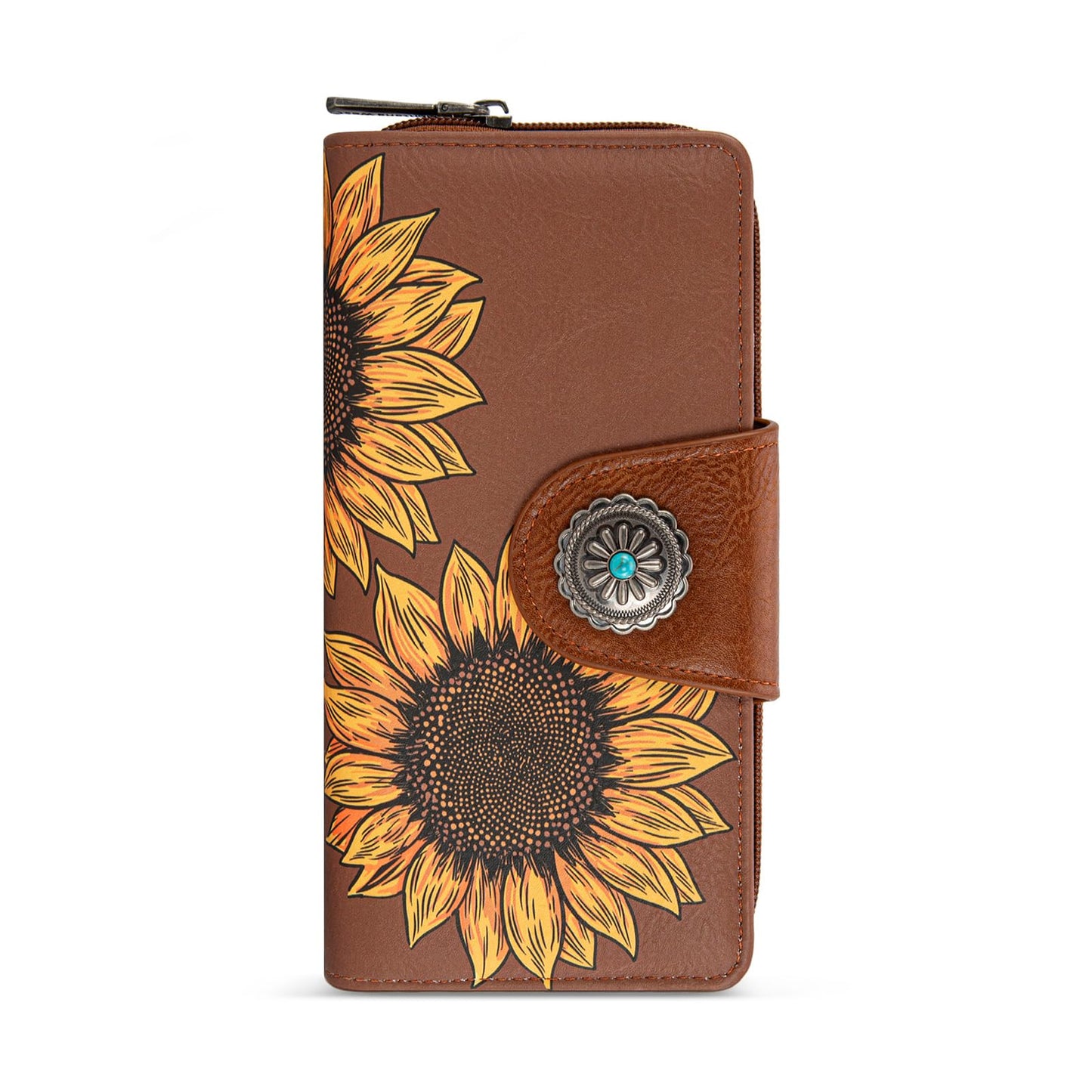 HOTMontana West Women's Wallets Western Sunflower Wallet Women Large Capacity Credit Card Wallet Ladies Female Bifold Clutch Wallets with ID Window and Coin Purse