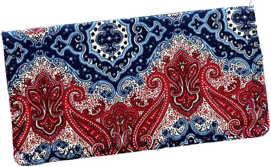 HOTCheckbook Cover, Billfold Wallet, Paisley Fabric Checkbook Case