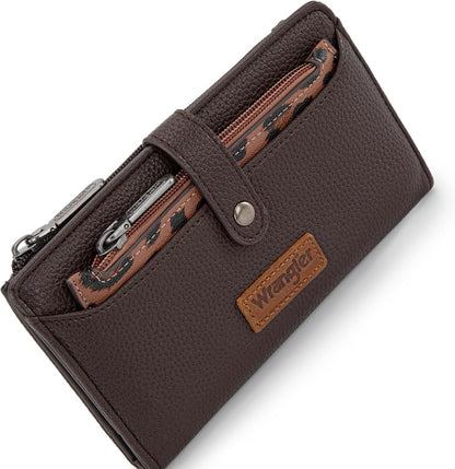 HOTMontana West X Wrangler Wallet Women Bifold Wallets, Card Cases & Money Organizers Leopard Print Credit Card Wallet Ladies Female Western Wallets with RFID Lining and Coin Purse