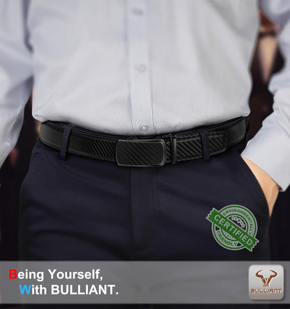 HOTBULLIANT Men's Ratchet Leather Belt Trimmable 2Pack 1 3/8"-Gift Boxed | Smooth Sliding | Precise Fit | Tailored Size | Holeless for Dress or Casual