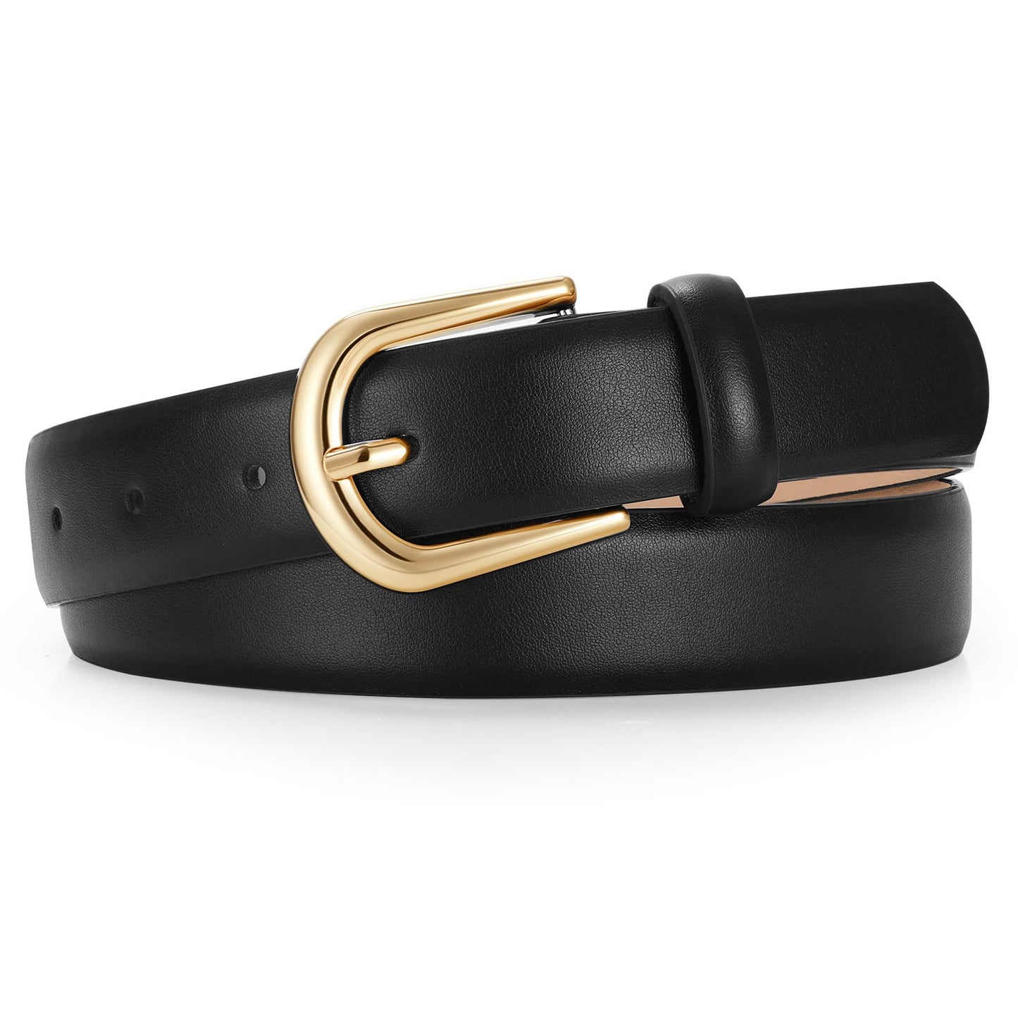 HOTJASGOOD Leather Belt Women Belts for Jean Pants with Gold Buckle Fashion Ladies Waist Belt