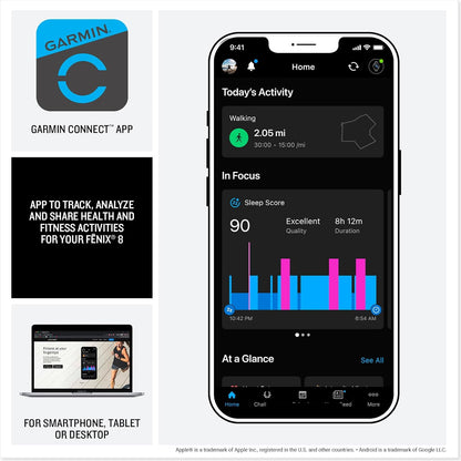 HOTGarmin fēnix® 8 – 43mm, AMOLED, Premium Multisport GPS Smartwatch, Long-Lasting Battery Life, Dive-Rated, Built-in LED Flashlight, Silver with Whitestone Band | Garmin Fēnix 8 43mm Amoled GPS Multisport Watch, 1.3 416×416, LED Flashlight, Dive-Rated 10