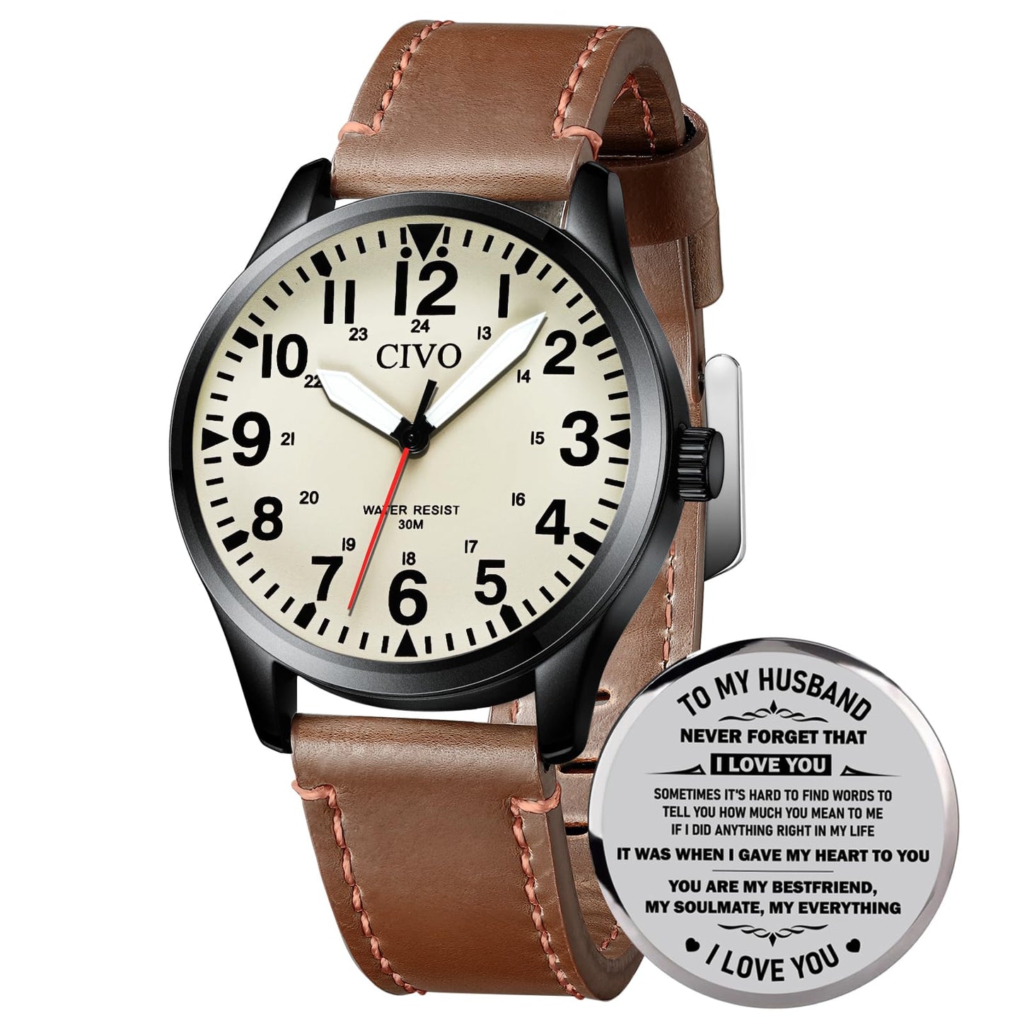 HOTCIVO Military Watch for Men Waterproof: Analog Mens Watches Classic- Field Wrist Watches for Man