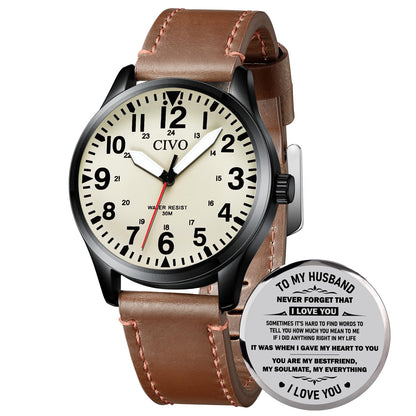 HOTCIVO Military Watch for Men Waterproof: Analog Mens Watches Classic- Field Wrist Watches for Man