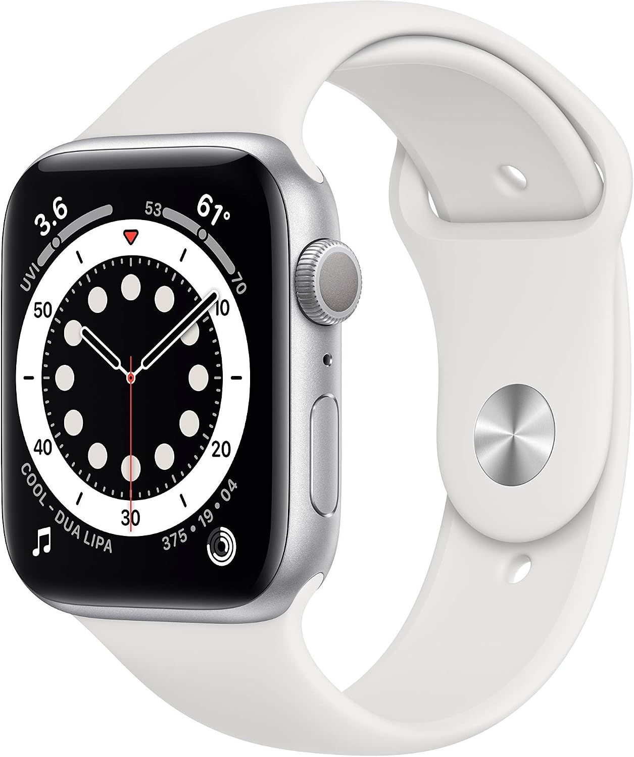 HOTApple Watch Series 6 (GPS, 44mm) - Silver Aluminum Case with White Sport Band (Renewed)