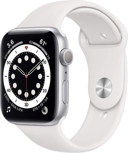 HOTApple Watch Series 6 (GPS, 44mm) - Silver Aluminum Case with White Sport Band (Renewed)
