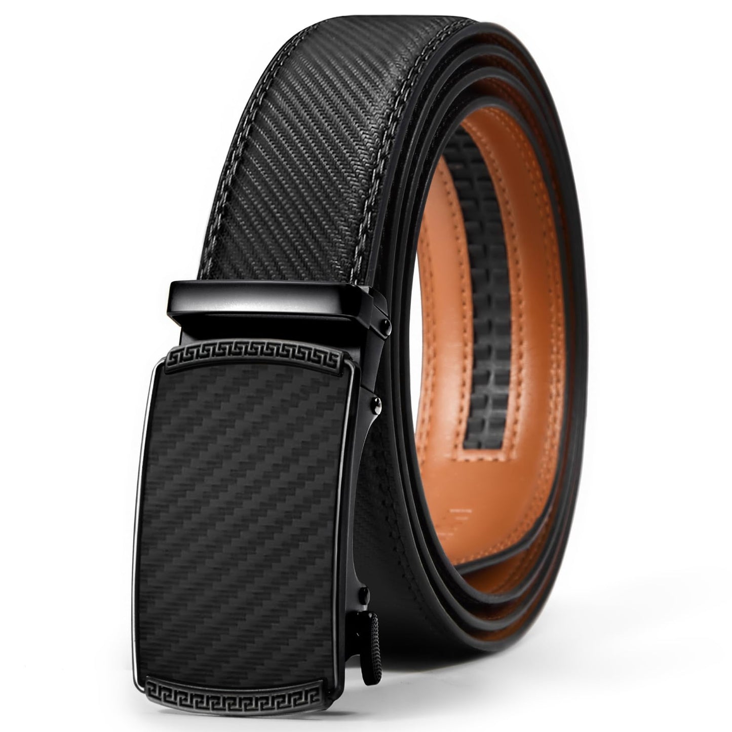 HOTVATAN Men's Belt Leather Ratchet Belt for Men Dress Casual Every Day with Adjustable Buckle, Trim to Fit