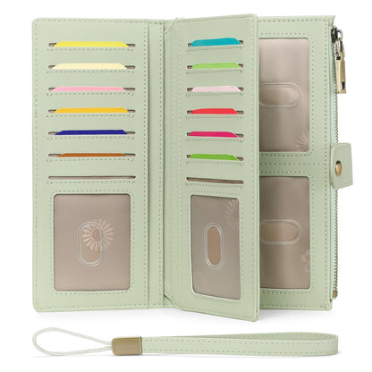 HOTGAEKEAO Womens Wallet RFID Blocking Large Capacity Vegan Leather Card Holder Wristlet Clutch with 32 Card Slots 4 ID Windows