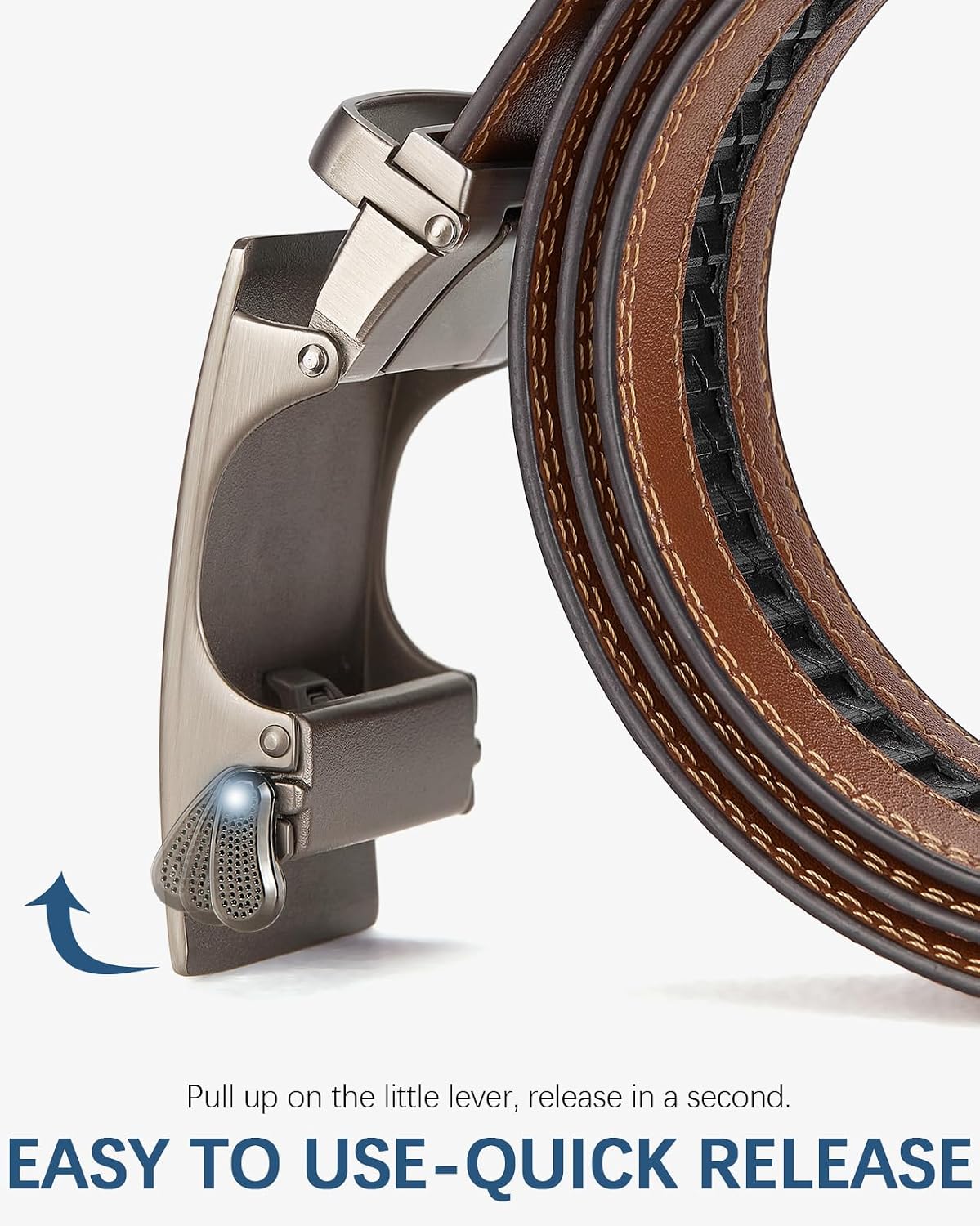 HOTBOSTANTEN Mens Belt Leather Ratchet Belt For Men Dress and Casual with Adjustable Buckle, Trim to Fit