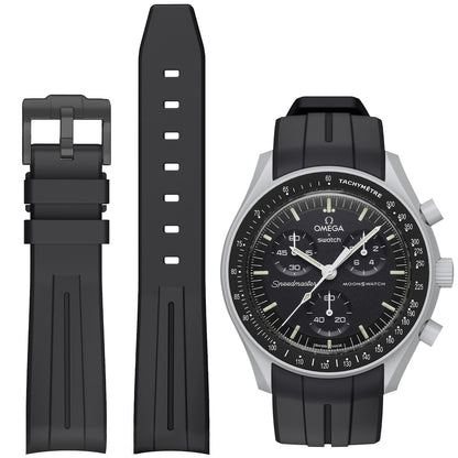 HOTBands for Moonswatch Watch,Curved No Gap Rubber Strap Compatible with Omega X Swatch Moonswatch Speedmaster/Rolex/SEIKO 20mm Watch,Swatch Omega Moonswatch Speedmaster Watch Replacement Band Men Women