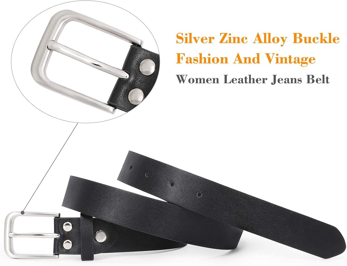 HOTWHIPPY Women Casual Leather Belt for Jeans Pants, Fashion Ladies Waist Dress Belt