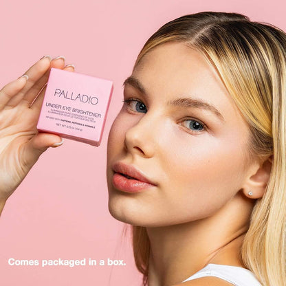 HOTPalladio Under Eye Brightener, Conceal, Brightens, Reduces Appearance of Dark Circles, With Caffeine Peptides & Vitamin E, Tired Skin Color Correcting Brightener & Primer, Light to Medium (Soft Pink)