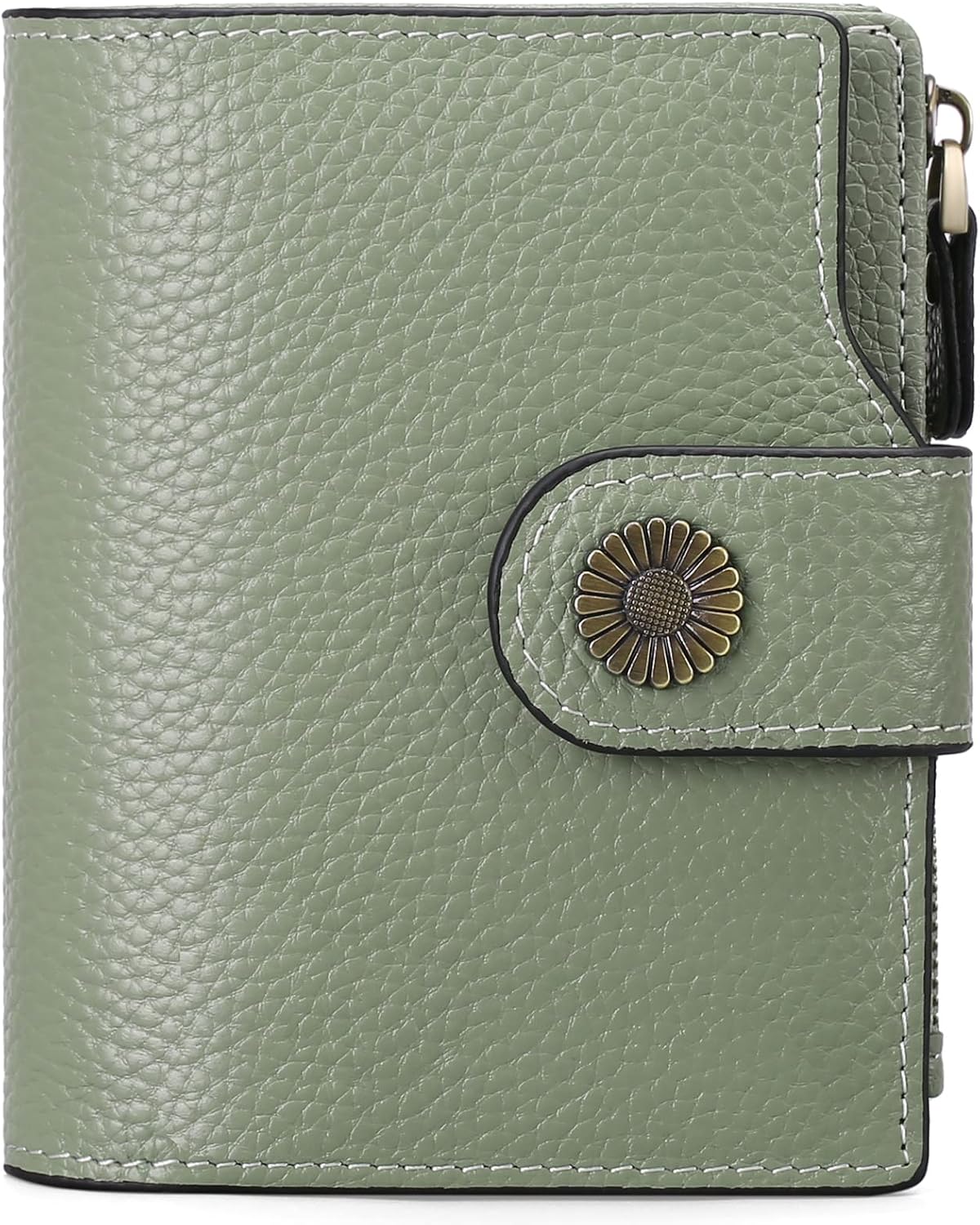 HOTFalan Mule Women's Lightweight Genuine Leather Wallet, Includes Card Holders, RFID-Blocking, Lightweight, Photo & ID Holder, Green