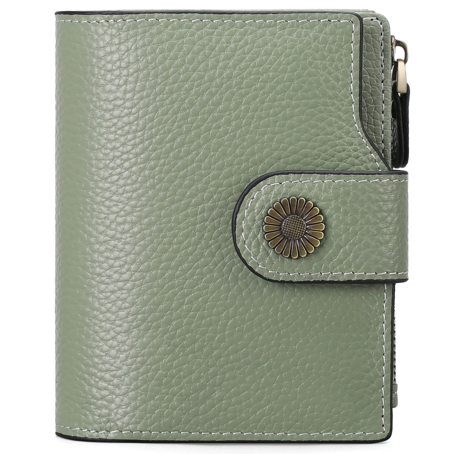HOTFalan Mule Women's Lightweight Genuine Leather Wallet, Includes Card Holders, RFID-Blocking, Lightweight, Photo & ID Holder, Green