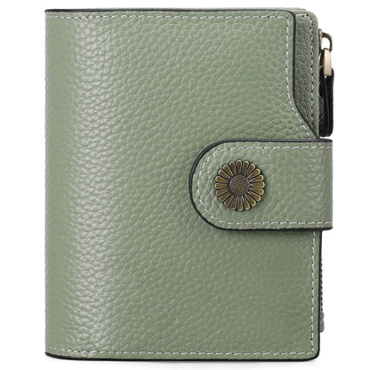 HOTFalan Mule Women's Lightweight Genuine Leather Wallet, Includes Card Holders, RFID-Blocking, Lightweight, Photo & ID Holder, Green