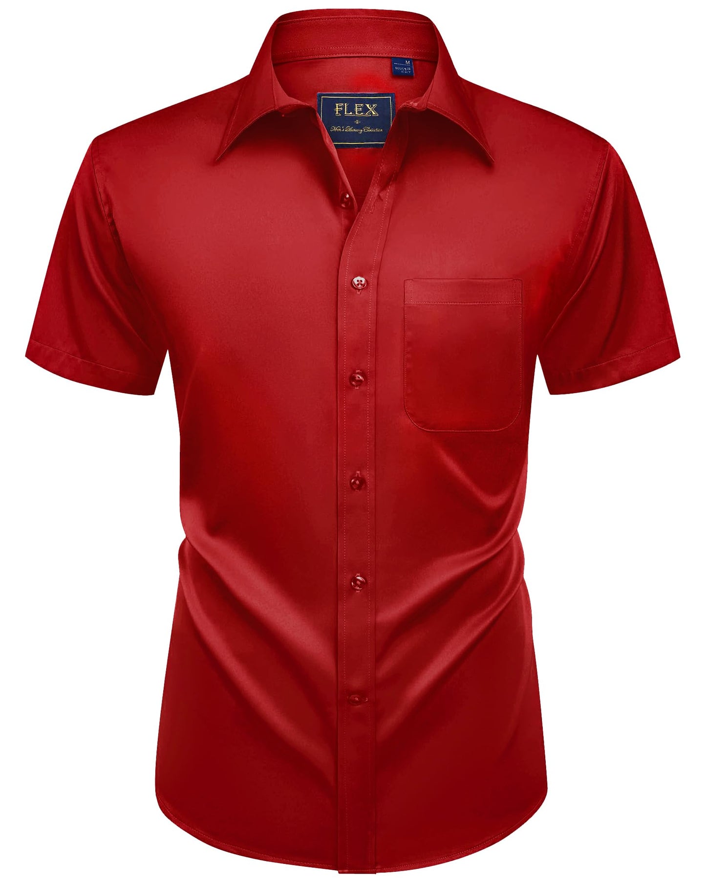 HOTAlimens & Gentle Mens Short Sleeve Dress Shirts Wrinkle Free Solid Casual Button Down Shirts with Pocket