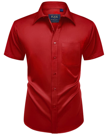 HOTAlimens & Gentle Mens Short Sleeve Dress Shirts Wrinkle Free Solid Casual Button Down Shirts with Pocket