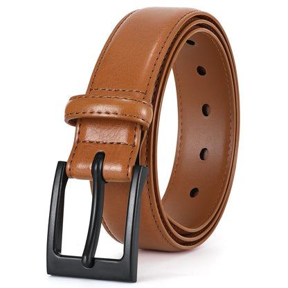 HOTXZQTIVE TSA Belt For Men Metal Free Dress Belts Hypoallergenic Leather Belt With Black Buckle Nickle Free