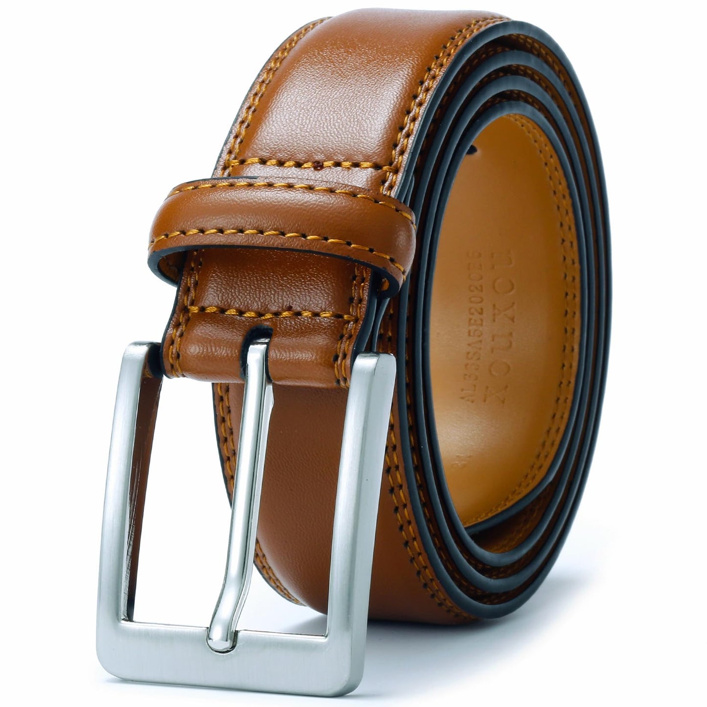 HOTXOUXOU Men's Casual Leather Jeans Belts Classic Work Business Dress Belt with Prong Buckle for Men