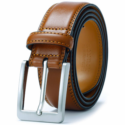 HOTXOUXOU Men's Casual Leather Jeans Belts Classic Work Business Dress Belt with Prong Buckle for Men