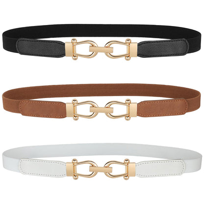 HOTJASGOOD Women Skinny Elastic Stretch Belt for Dresses Retro Ladies Waist Vintage Thin Belt