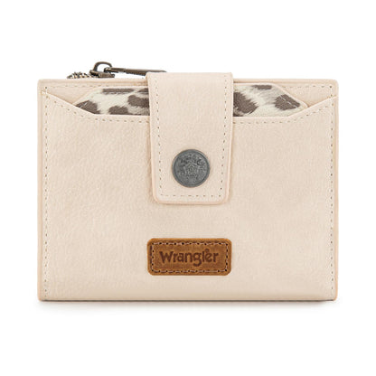 HOTMontana West X Wrangler Small Wallet Woman, Bifold RFID Blocking Wallet Leopard Print Zipper Pocket Wallets with Removable ID Window