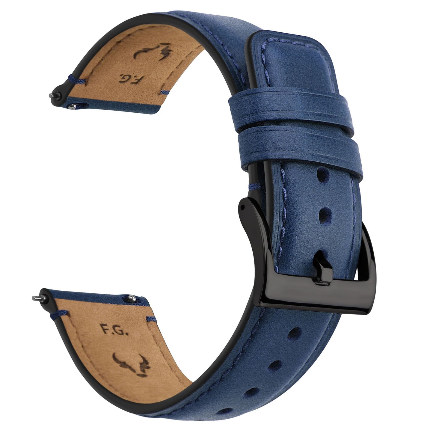 HOTFullmosa Leather Watch Bands for Men, 18mm 19mm 20mm 21mm 22mm 24mm 26mm Quick Release Watch Bands Strap - Burnished Band Vintage Wristband with Stainless Steel Metal Clasp