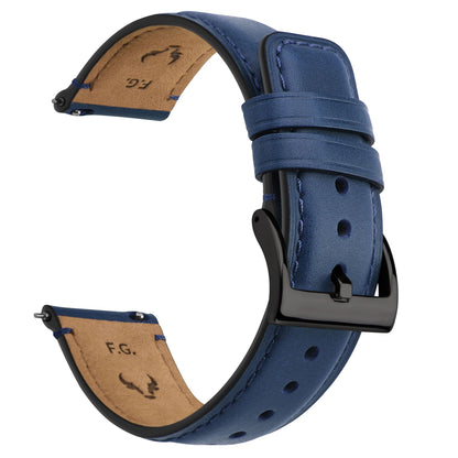 HOTFullmosa Leather Watch Bands for Men, 18mm 19mm 20mm 21mm 22mm 24mm 26mm Quick Release Watch Bands Strap - Burnished Band Vintage Wristband with Stainless Steel Metal Clasp