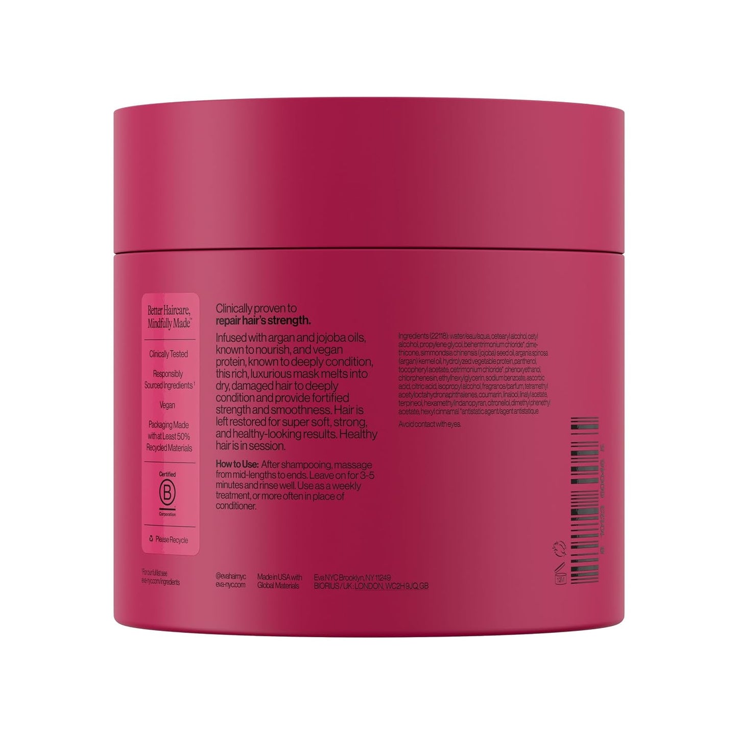 HOTEva NYC Therapy Session Deep Conditioning Hair Mask with Vegan Protein, Jojoba Oil + Argan Oil - Hydrate, Soften + Repair Hair Strength - Sulfate Free - Warm Vanilla Scent - 13.5 fl oz