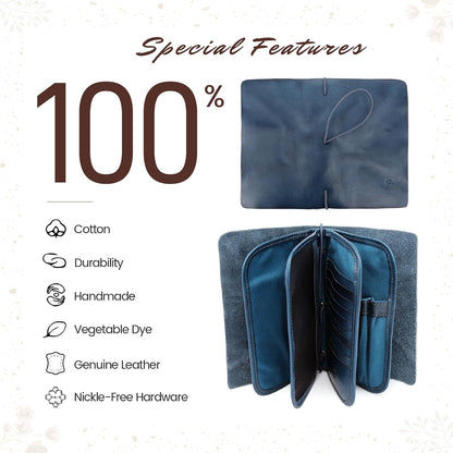 HOTOLD TREND Genuine Leather Nomad Organizer Travel Wallet | Women's Wallet Clutch Passport Holder