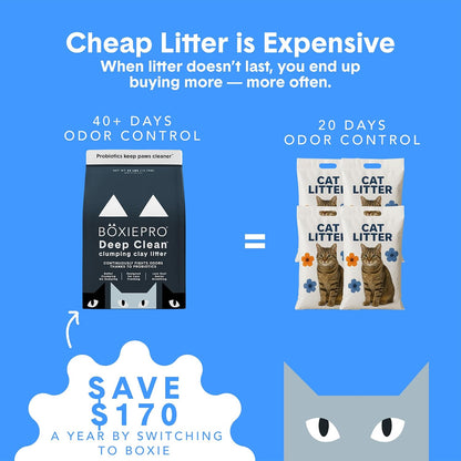 HOTBoxie Probiotic Clumping Cat Litter 40+ Day Odor Control Dust Free 40 lb