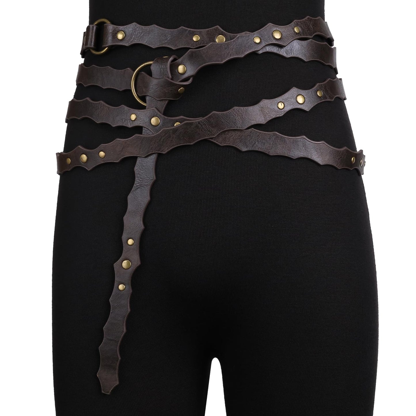 HOTHiiFeuer Medieval DIY Faux Leather Metal Chain Belt, Vintage Adjustable Thin Belt For Women, Retro Skinny Belt For Dresses