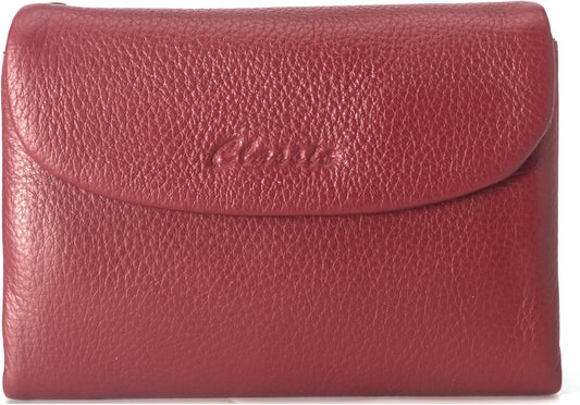 HOTWallet for Women [Genuine Leather] [Magnetic Closure], Large Capacity Female Ladies Bifold Wallet Card Holder, ID Window, Zipper Coin Pockets (Burgundy)