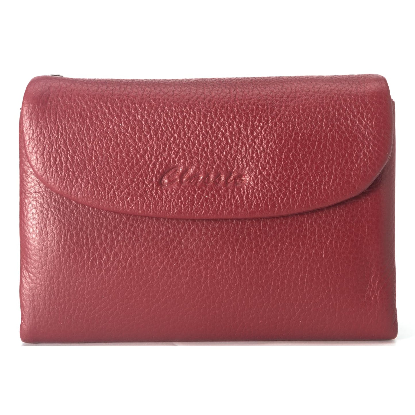 HOTWallet for Women [Genuine Leather] [Magnetic Closure], Large Capacity Female Ladies Bifold Wallet Card Holder, ID Window, Zipper Coin Pockets (Burgundy)