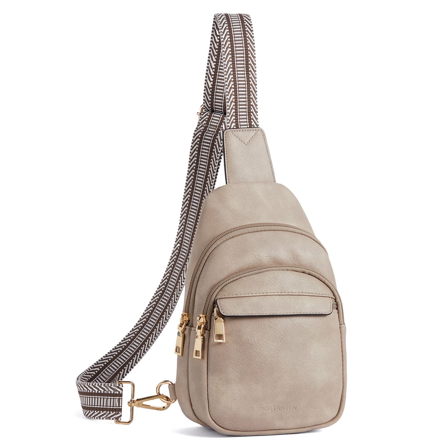 HOTBOSTANTEN Sling Bag for Women Leather Crossbody Bags Fanny Pack Chest Bag for Travel