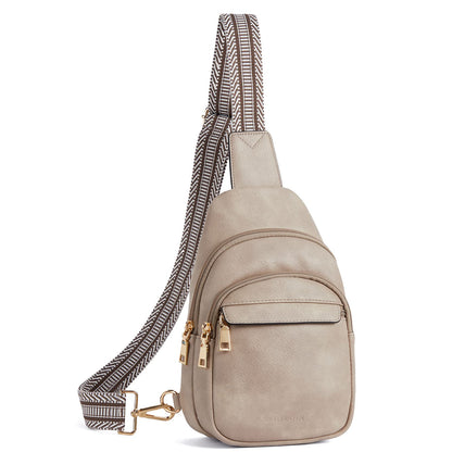 HOTBOSTANTEN Sling Bag for Women Leather Crossbody Bags Fanny Pack Chest Bag for Travel