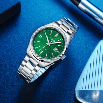 HOTCIVO Analog Mens Watches Silver: Wrist Watches with Date Easy to Read | Dress Stainless Steel Watch for Men, Gifts for Husband Father at Birthday Anniversary