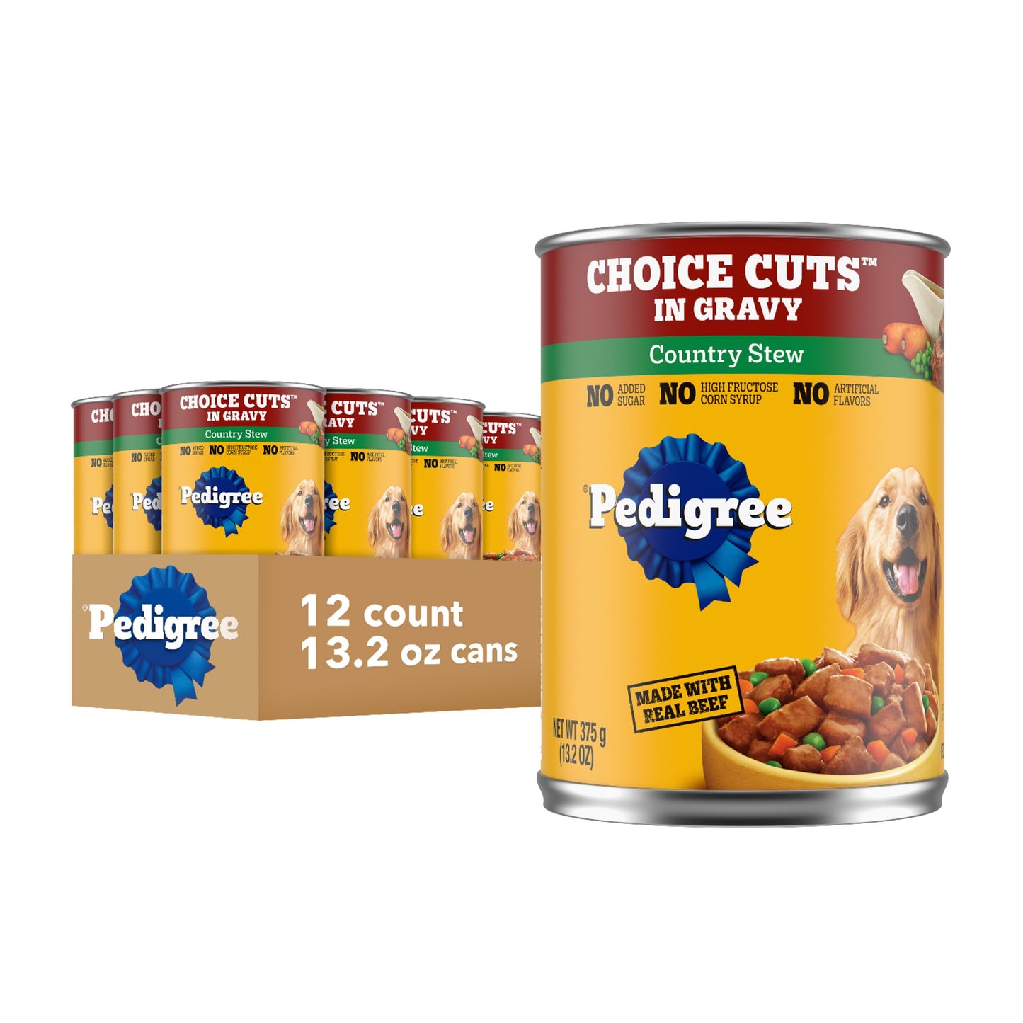 HOTPedigree Choice Cuts Wet Dog Food, Beef & Country Stew, 13.2 oz, 12 Count