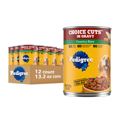 HOTPedigree Choice Cuts Wet Dog Food, Beef & Country Stew, 13.2 oz, 12 Count