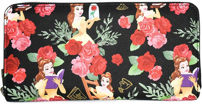 HOTLoungefly Disney Beauty And The Beast Flowers And Friends Zip Around Wallet