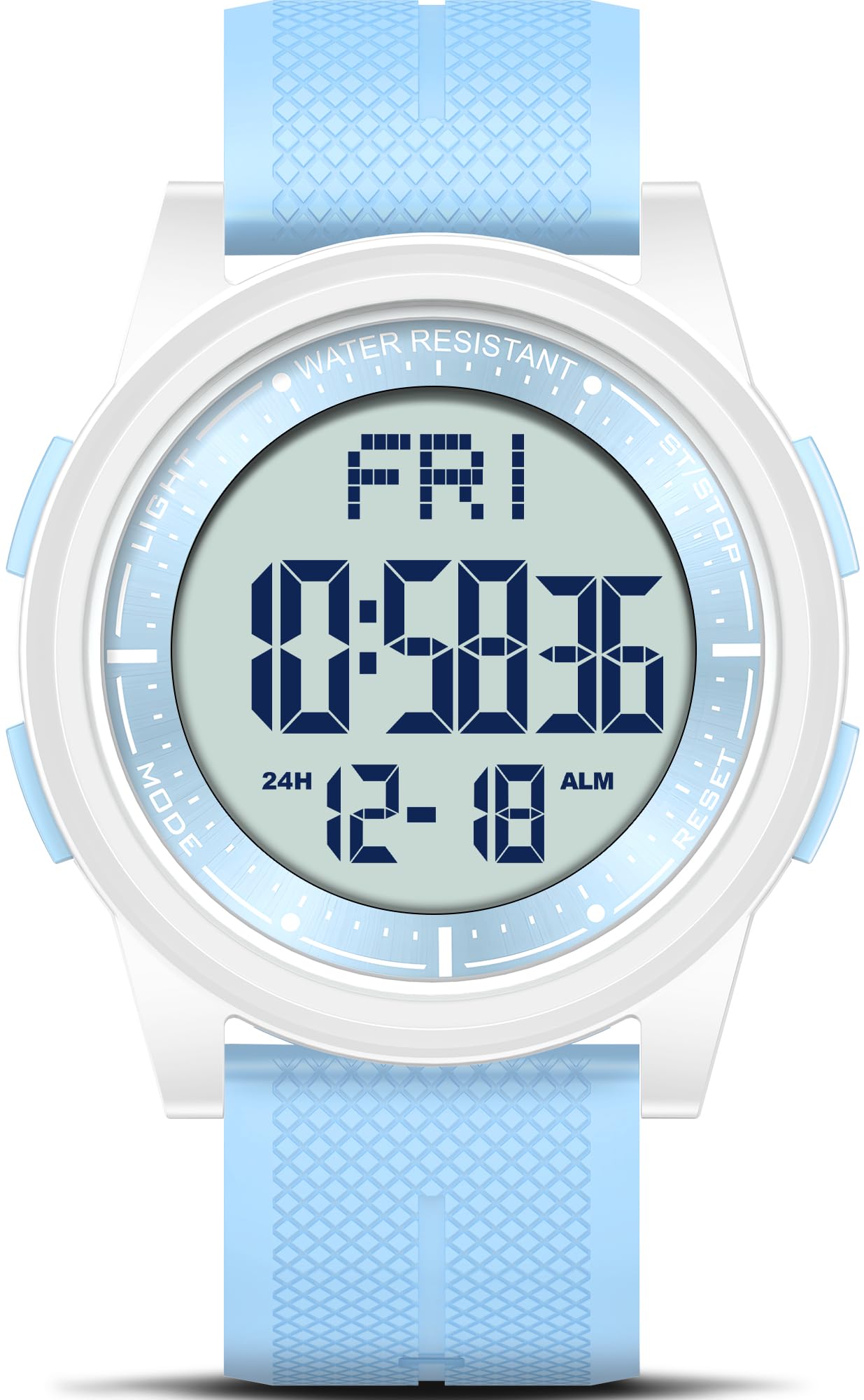 HOTBeeasy Digital Watch for Men Women, 50M Waterproof, Ultra-Thin & Lightweight, 44mm Silicone Sports Watch with Alarm, Stopwatch, Countdown, Ideal for Gym, Running, School, Daily Wear