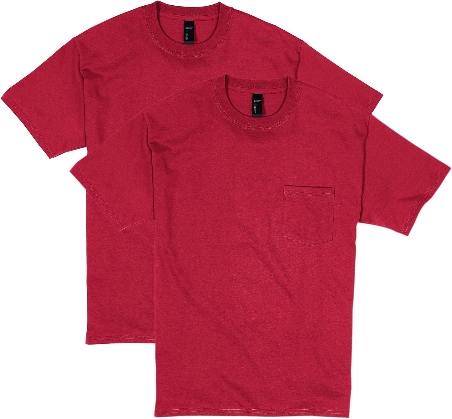 HOTHanes Men's Beefy-t Pocket, Heavyweight Cotton Pocket Tee for Men, Full-Cut T-Shirt, 1 Or 2 Pack