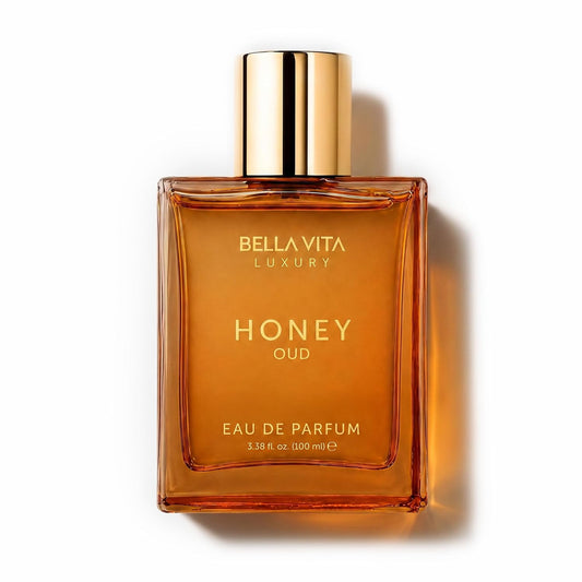 HOTBellavita Luxury Honey Oud Eau de Parfum | 100 ml (3.4 fl.oz.) | Perfume for Men and Women | Sweet Honey, Bergamot, Oud, and Amber Notes | Women's Day Special