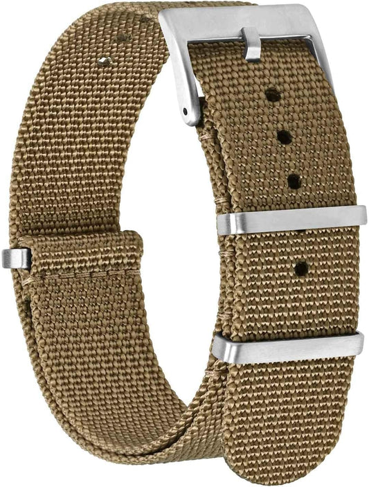 HOTBISONSTRAP Nylon Watch Bands for Men, One-Piece Military Watch Straps, 18mm 20mm 22mm
