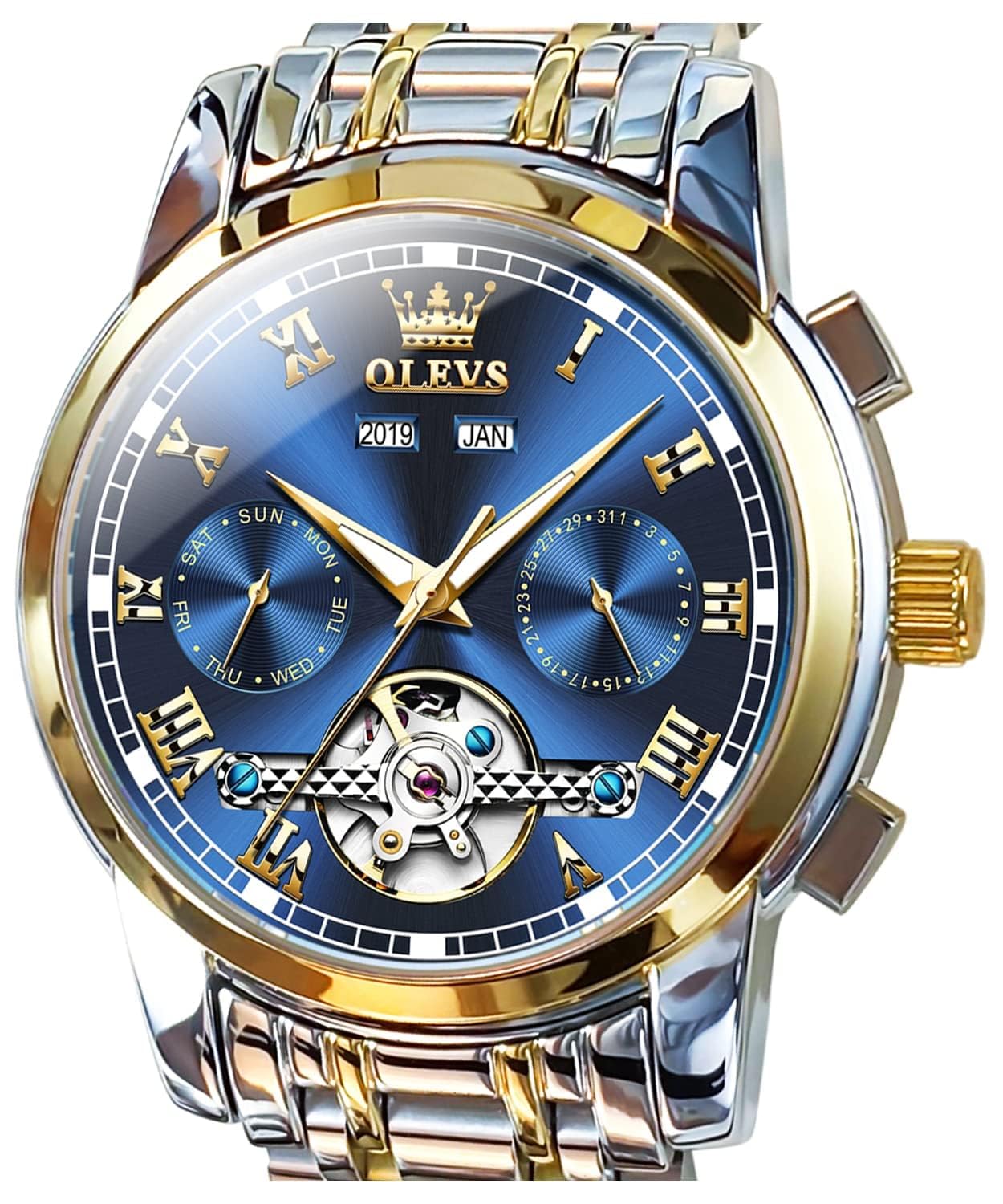 HOTOLEVS Automatic Mens Watch, Self Winding, Stainless Steel, Watch for Men | 50M Waterproof, Tourbillon Mechanical, Luxury Dress, Luminous, Calendar, 41×12mm, No Battery, Automatic Movement