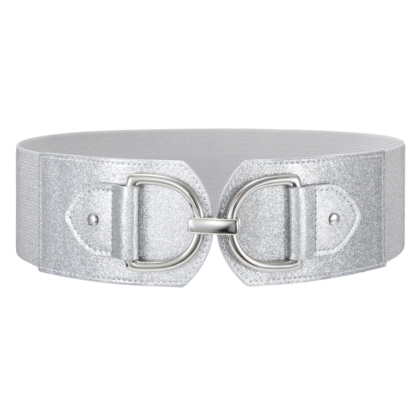 HOTWERFORU Women Elastic Wide Waist Belts for Dresses Fashion Wide Stretchy Belts for Women Big Gold Buckle Thick Dress Belt
