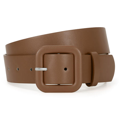 HOTWHIPPY Women Leather Belt Candy Color Fashion Square Buckle Belt Ladies Belt for Jeans Pants Dresses