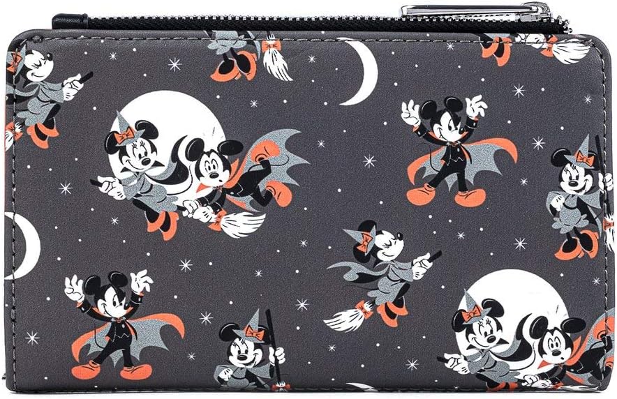 HOTLoungefly Disney Mickey and Minnie Mouse All Over Print Halloween Flap Wallet