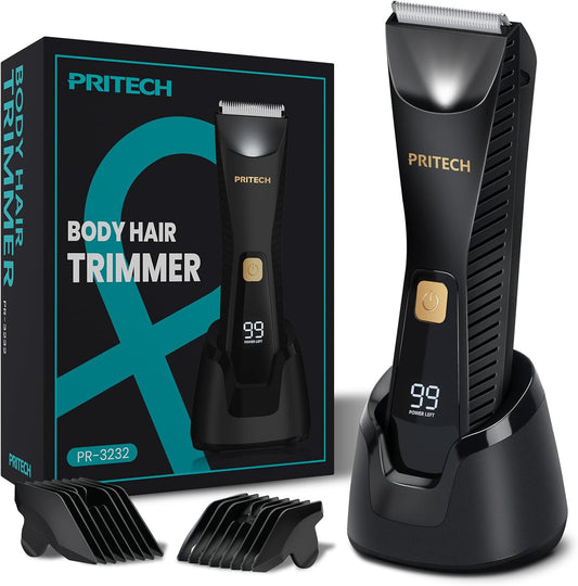 HOTPRITECH Manscape Body Hair Trimmer - Waterproof Pubic Hair Ball Trimmer, Ceramic Blade Shavers Electric Razors for Men with USB-C Charging, Wet/Dry Use, Nick-Free Mens Grooming Kits, Gifts for Men